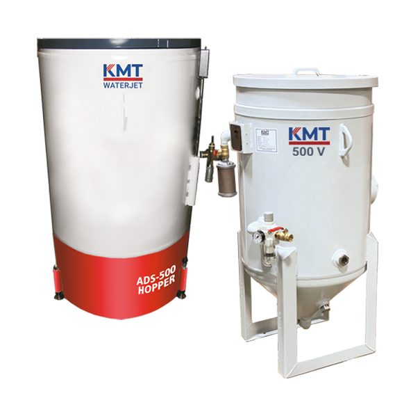 KMT Waterjet abrasive garnet storage hoppers