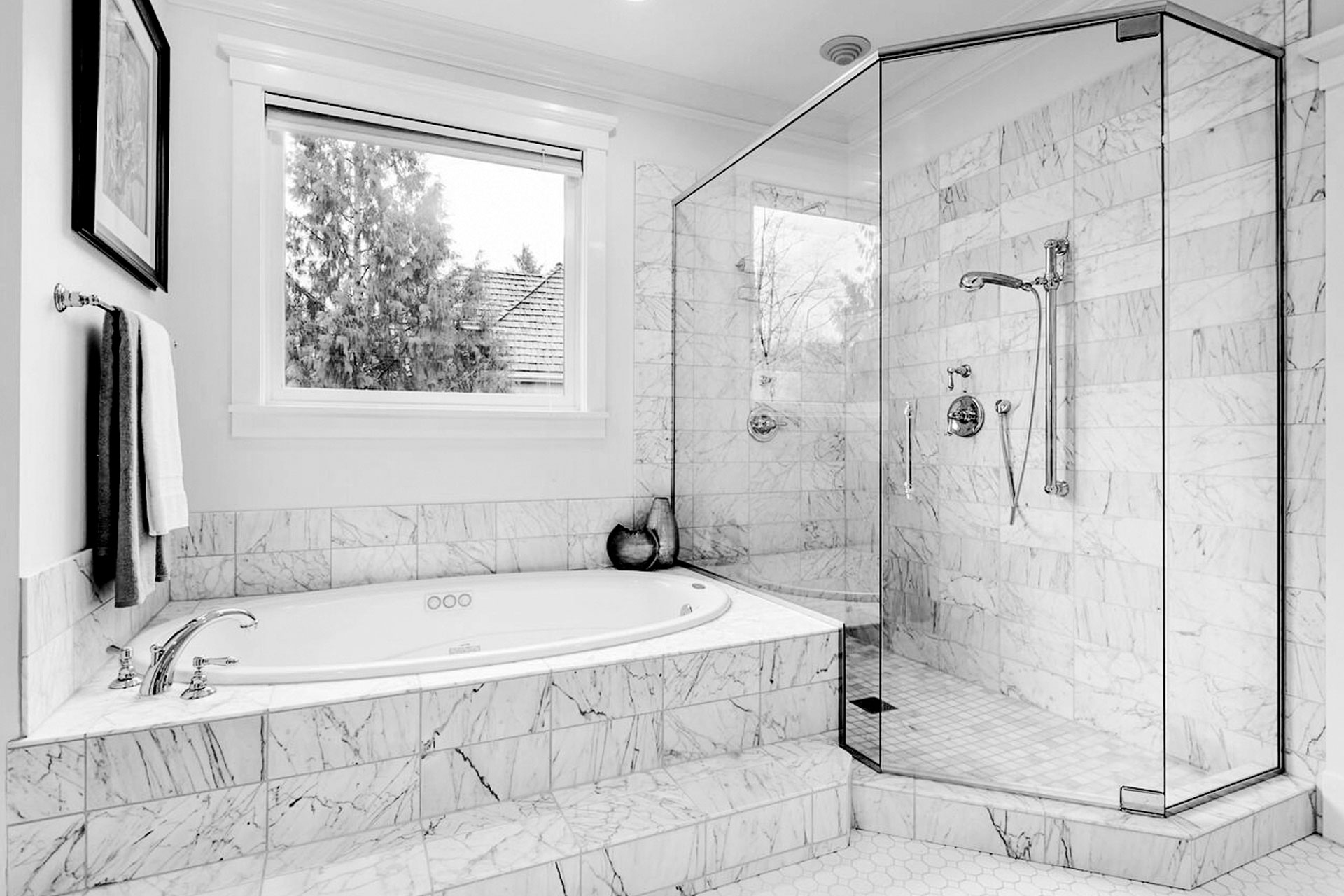 bathroom with waterjet cut architectural tools