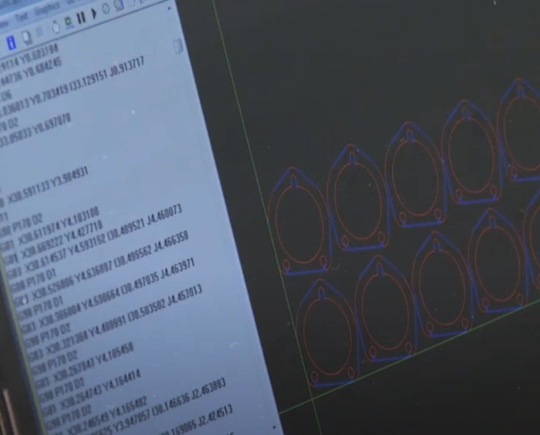 multicam waterjet cutting metal gasket cad